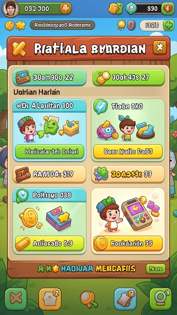Screenshot memperlihatkan sistem reward menarik yang dihadirkan.