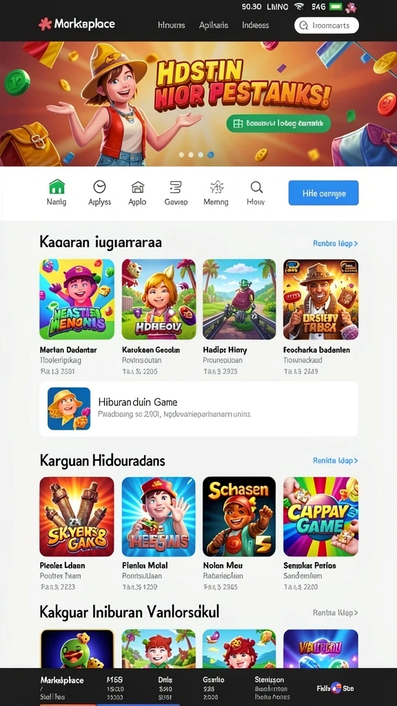 Antarmuka utama aplikasi PASAR123 yang menarik.